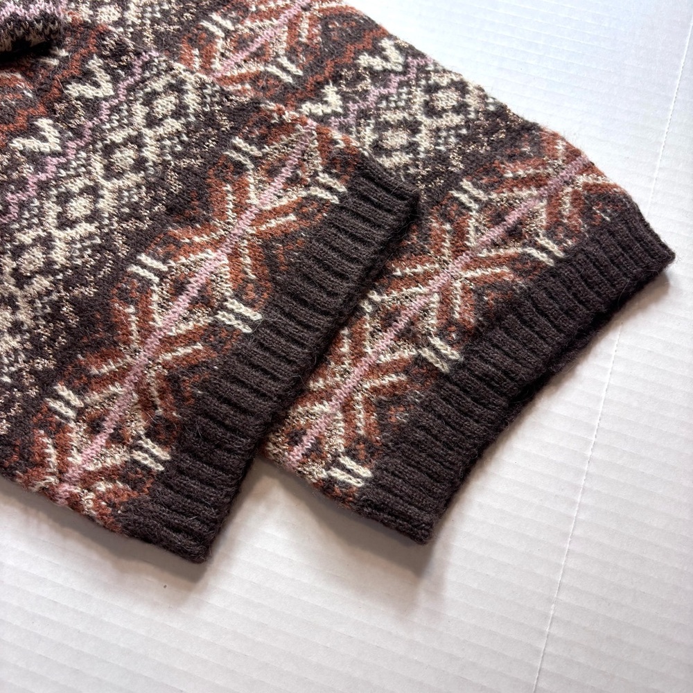 Soft Surroundings Julietta Brown Fair Isle Wool Alpaca Blend Sweater Women’s 3X - Picture 9 of 12
